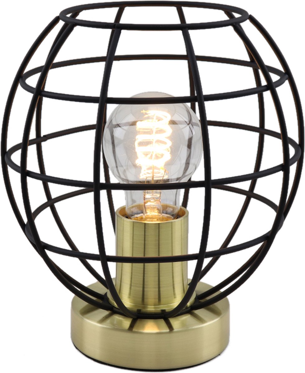 Olucia Jochem - Industriële Tafellamp - Metaal - Goud;Zwart
