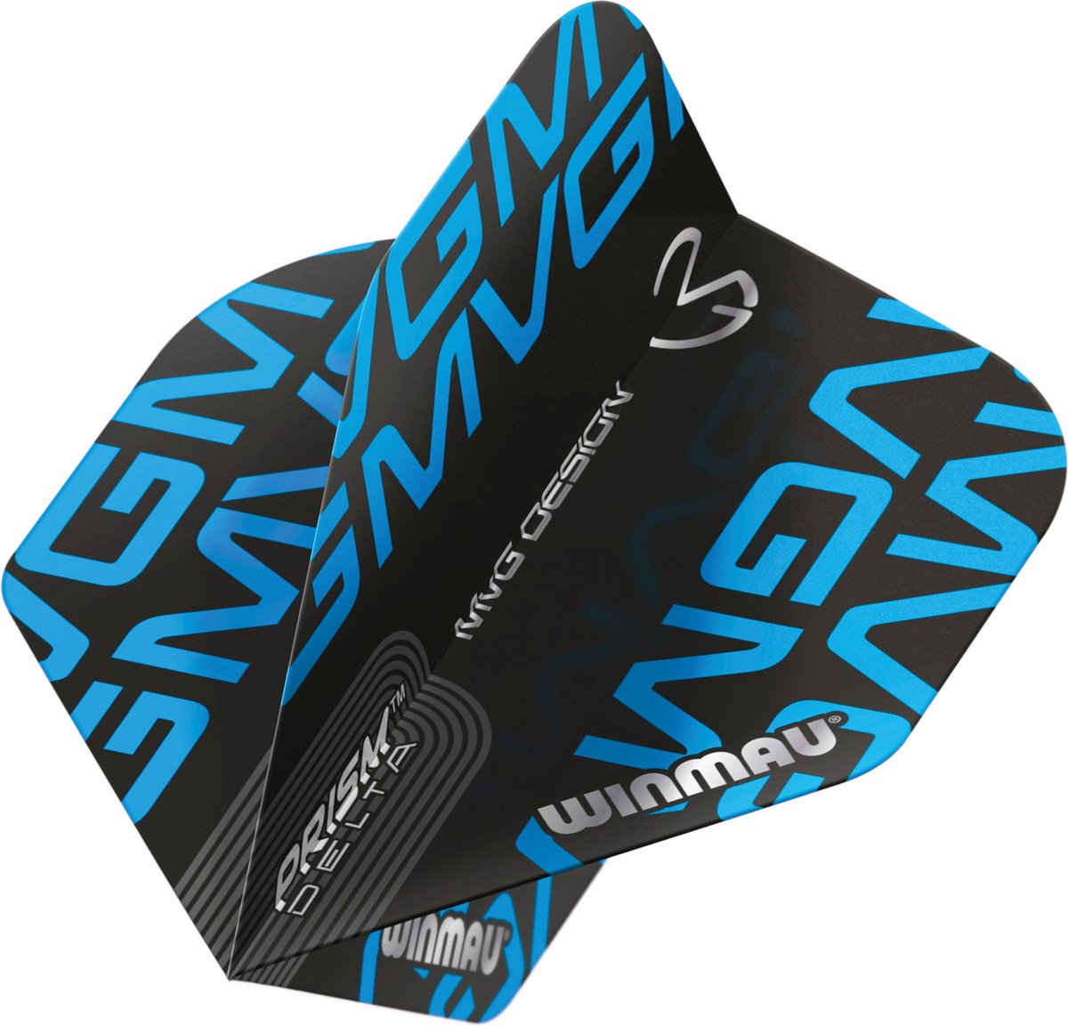 WINMAU - Prism Delta MvG Zwart en Blauw Logo Extra dik Dartvluchten - 1 set per pakket (3 vluchten in totaal)