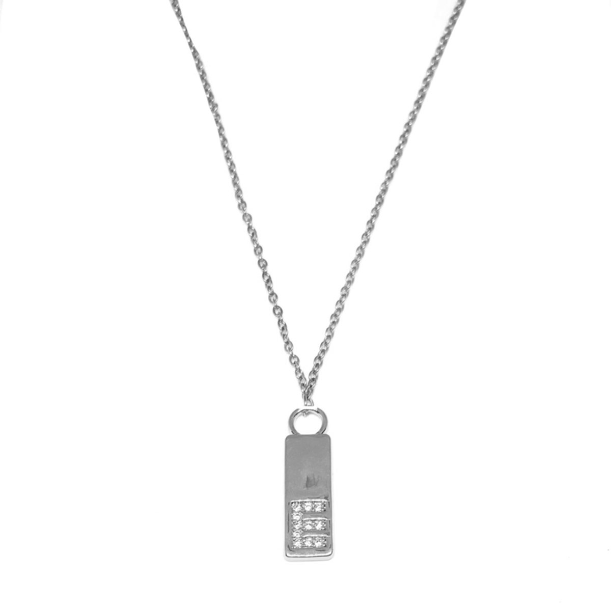 Letter ketting tag - initiaal E - zilver
