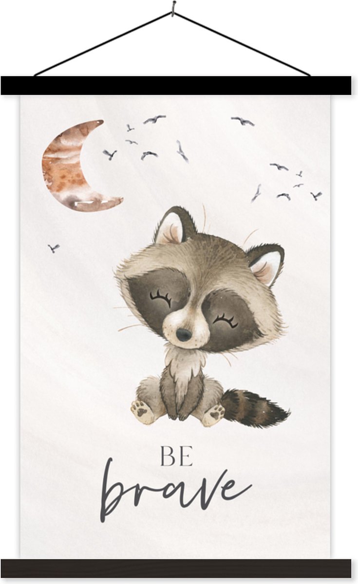 Schoolplaat dieren - Wanddecoratie voor kids - Muurdecoratie kinderkamer - Waterverf - Be brave - Quotes - Kinderen - Jongens - Meisjes - 60x90 cm
