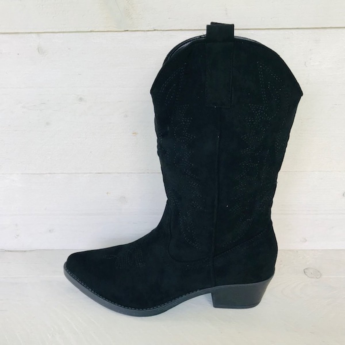 Smile Favorites® Dames Cowboylaarzen - Zwart - Suedine - Maat 36