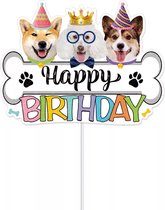 Taart topper Happy Birthday Dogs met honden bot - hond - huisdier - taart topper - verjaardag - dier