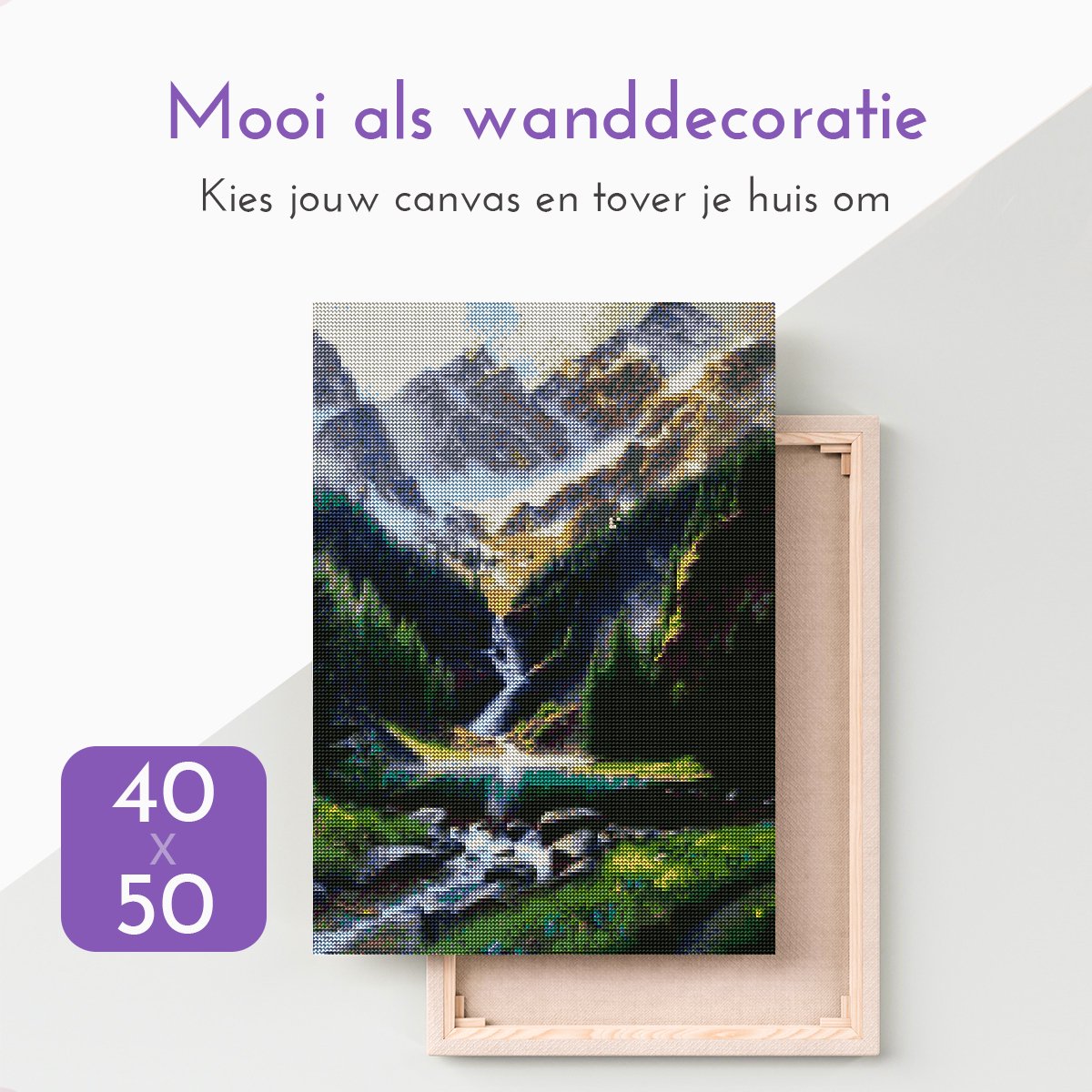 Lienz® Diamond Painting volwassenen 40x50cm – Rond – Landschap – Waterval - Pakket Volwassenen — afbeelding 11