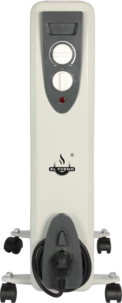 El Fuego elektrische mobiele olieradiator - Wit - 2500W - Verwarming - Oliegevulde kachel