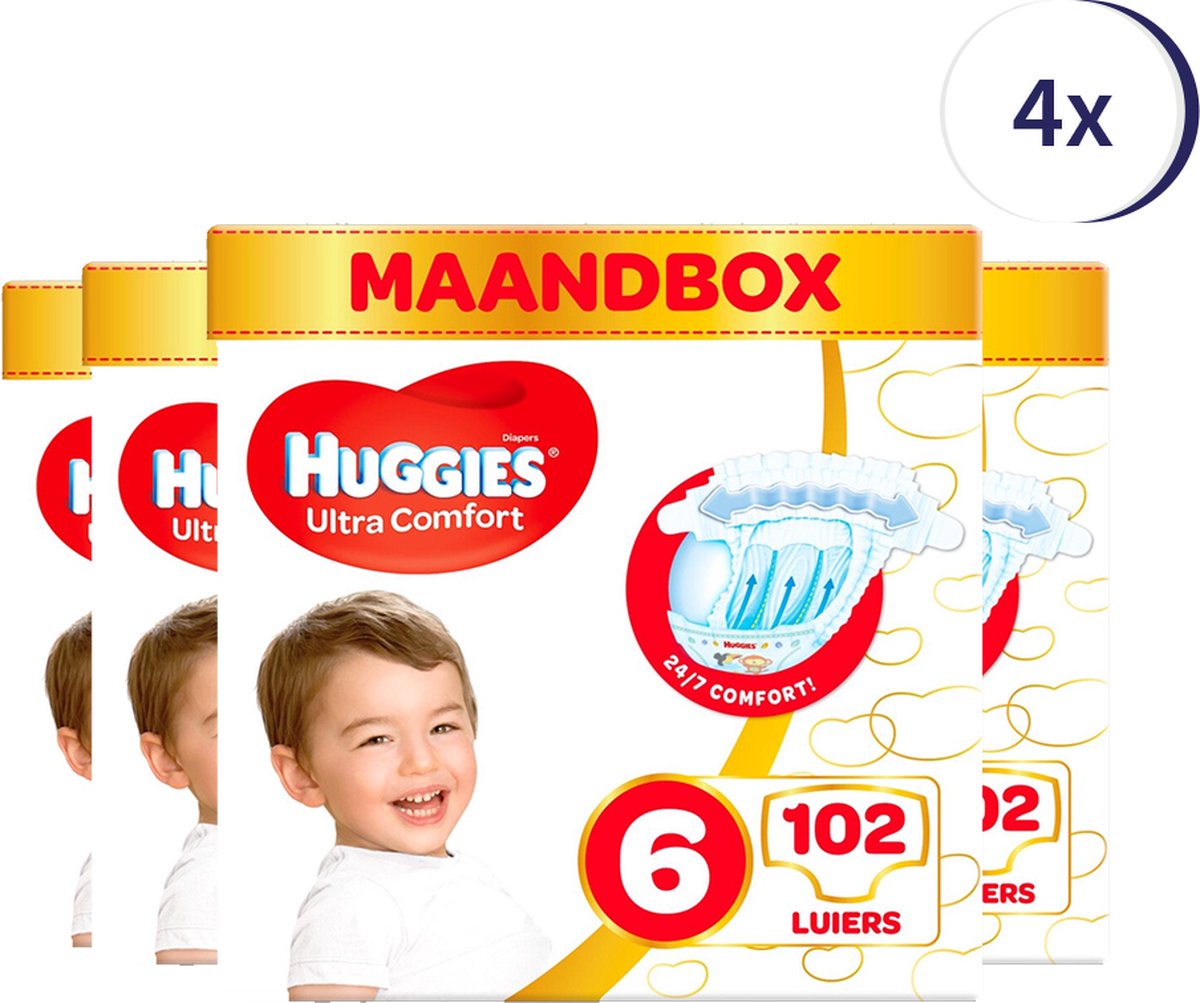 Goedkoopste Huggies luiers - Maat 6 (15 tot 30 kg) - 408 stuks (12x34) - Voordeelverpakking