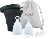 AQURE - Menstruatiecup 5-in-1 Set Incl. Sterilisator - Maat S & L - Betere Grip - Duurzaam - GRATIS printable period tracker