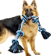 Viervoetjes - BigBoi - XXL - Honden Touw - 90cm - Honden Speelgoed - HondenSpeeltjes - Blauw/Wit/Zwart