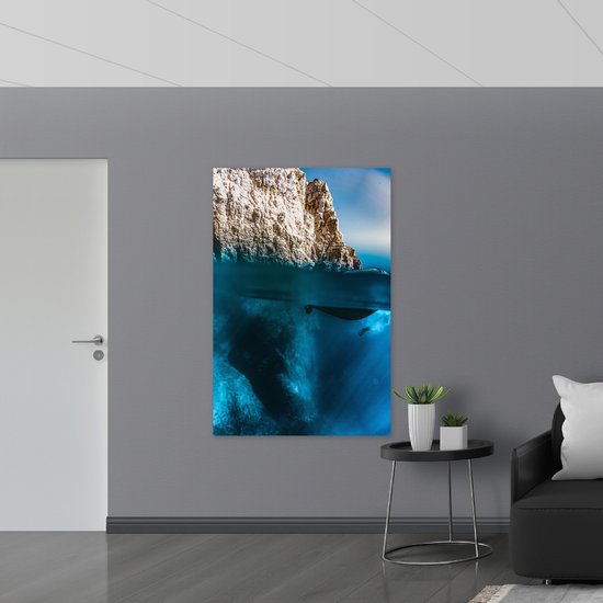 WallClassics - Affiche Brillante - Plongeur Sous Water - 100x150 cm Photo sur Papier Affiche avec Finition Brillante