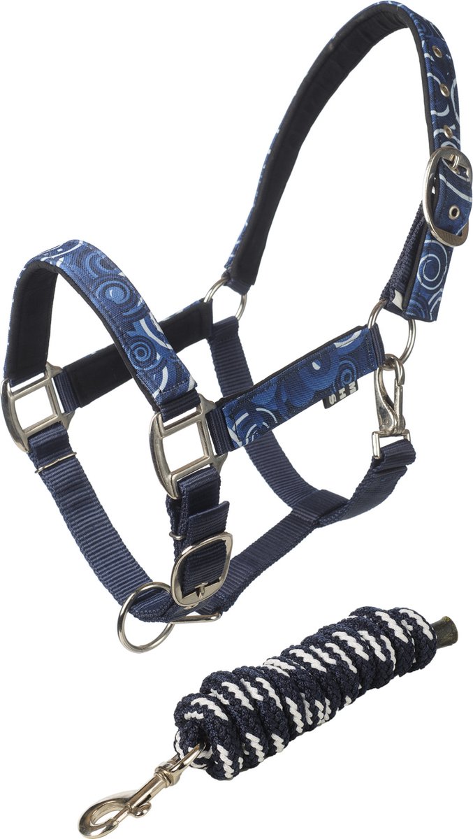 MHS Turnout halster set Full Navy Curl