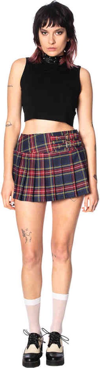 Banned - Darkdoll Korte rok - XXS - Blauw/Rood
