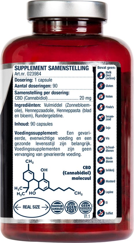 Lucovitaal CBD capsules 20 milligram Supplement - 90 capsules
