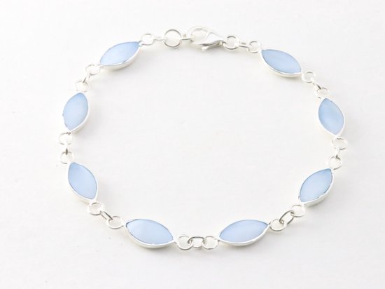 Hoogglans zilveren armband met blauwe schelp