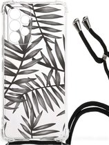Leuk TPU Back Cover Geschikt voor Samsung Galaxy A53 Telefoonhoesje met doorzichtige rand Leaves Grey