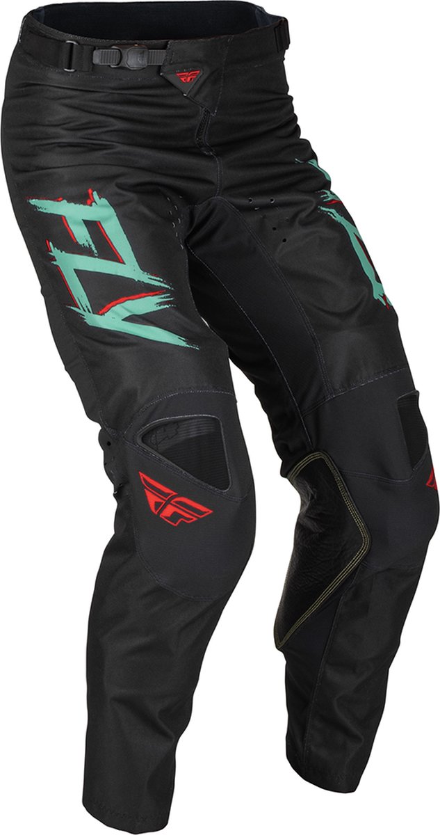 Fly Racing MX Pants Kinetic S.E. Rave Black Mint Red 34
