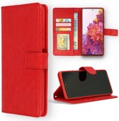 Casemania Hoesje Geschikt voor Oppo A57 4G & A57S 4G Rood - Portemonnee Book Case - Kaarthouder & Magneetlipje