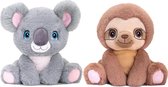 Keel Toys - Pluche knuffel dieren bosvriendjes set koala en luiaard 25 cm