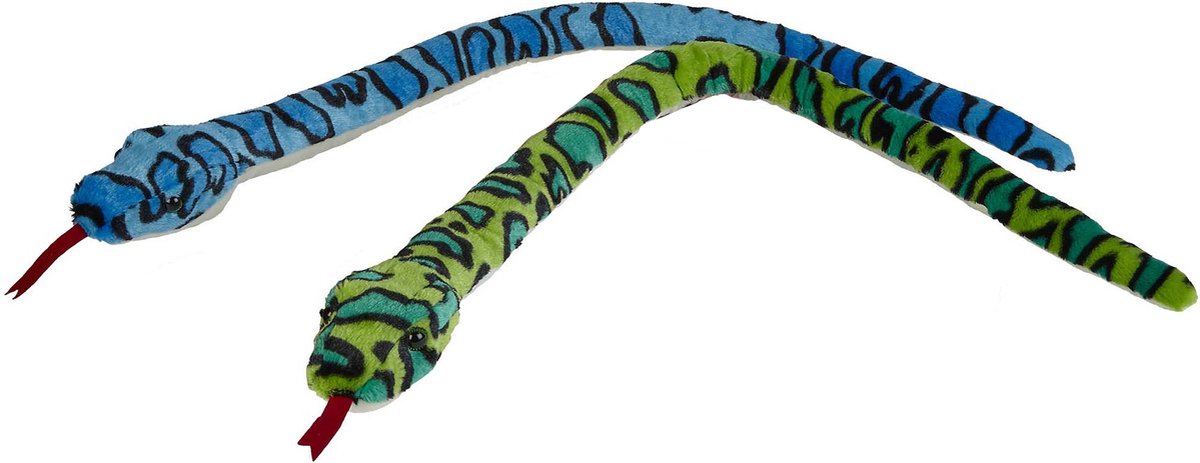 Ravensden - Pluche knuffel dieren set 2x Slangen blauw en groen van 100 cm