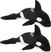 Set van 2x stuks pluche knuffel orkas walvissen van 25 cm - Orka speelgoed knuffels artikelen.