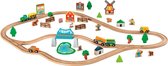 Playtive Houten treinbaanset boerderij - Houtenspeelgoed - 69 delig