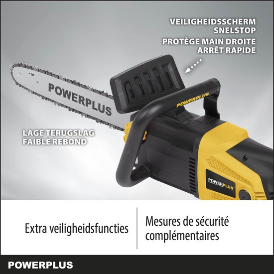 Powerplus POWXG1009 Elektrische kettingzaag - 2400W - Zwaardlengte 400mm - Automatische kettingsmering - Incl. 1x ketting en 1x zwaard van Powerplus — afbeelding 4