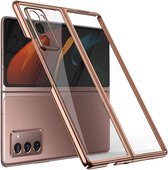 Stevig metallic hoesje rosegoud geschikt voor Samsung Galaxy Z Fold 4 hoesje / Galaxy Fold 4 hoesje - Robuuste case backcover in rosegold uitvoering - Metallic case rosegoud