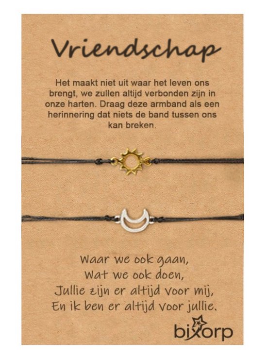 2 stuks Bff armband maan zon 925 sterling zilver zusterarmband ronde