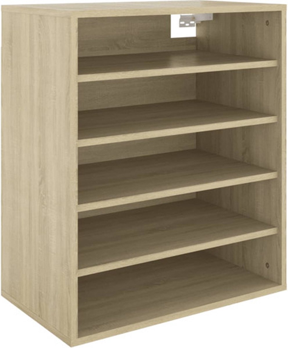 vidaXL Schoenenkast - 60x35x70 - cm - bewerkt - hout - sonoma - eikenkleurig sonoma eiken