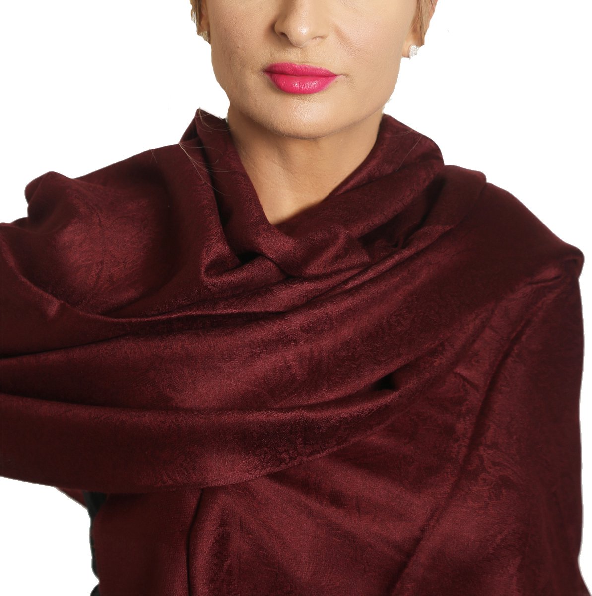 Grand Châle Brodé Rouge Cachemire Pashmina - 200x70 Cm, Franges, Floral, Neuf Avec étiquettes