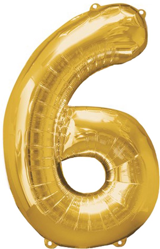 Versiering 6 Jaar Ballon Cijfer 6 Verjaardag Versiering Folie Helium Ballonnen Feest Versiering XL Formaat Goud - 86 Cm