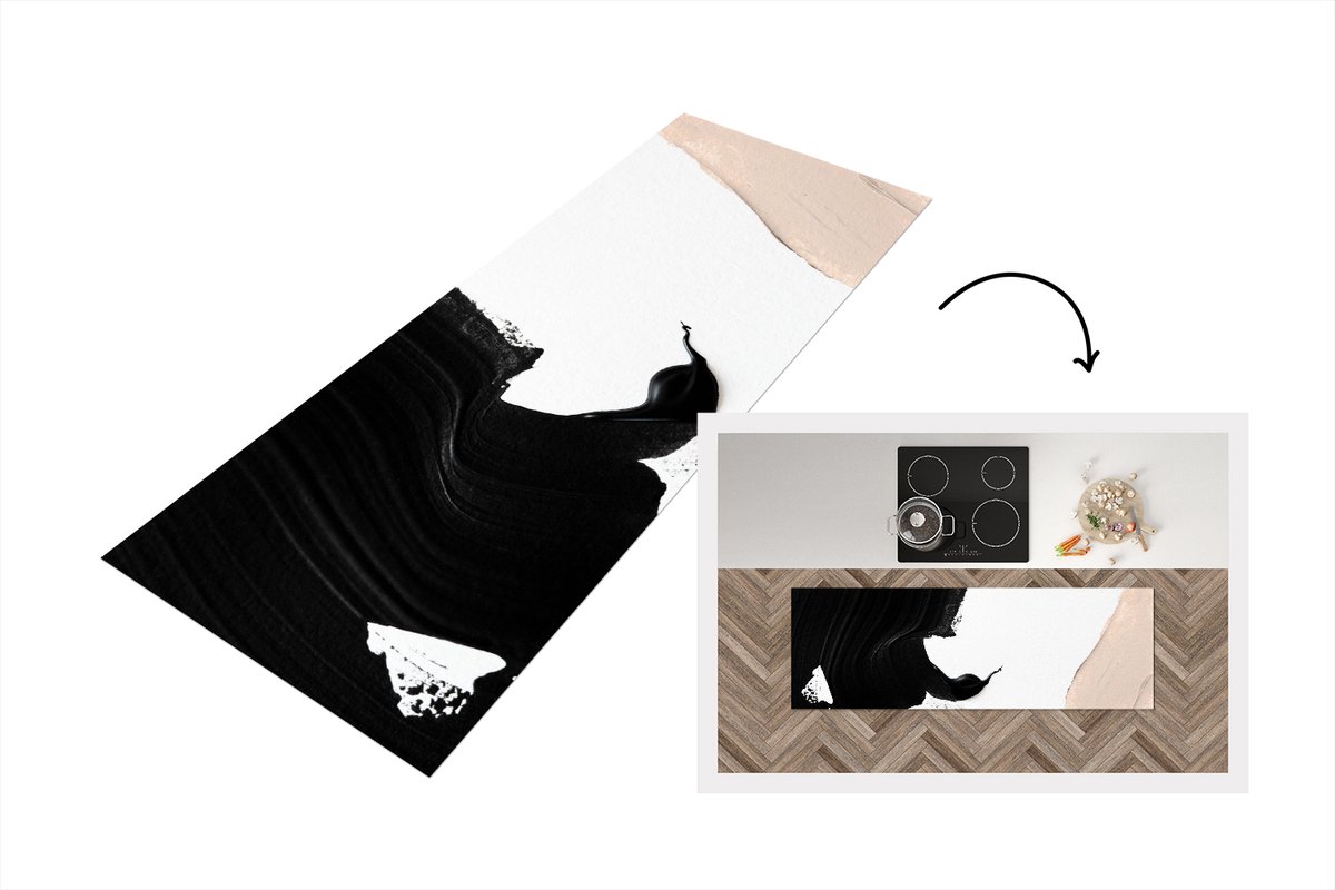 KitchenYeah Keukenloper - Loper keuken - Verf - Design - Abstract - 150x50 cm - Keukenloper vinyl Multicolor