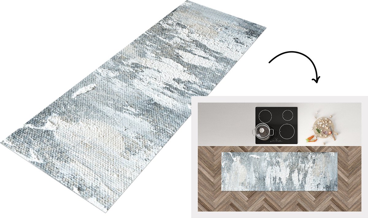 KitchenYeah Keukenloper - Loper keuken - Verf - Industrieel - Design - 150x50 cm - Keukenloper vinyl Multicolor