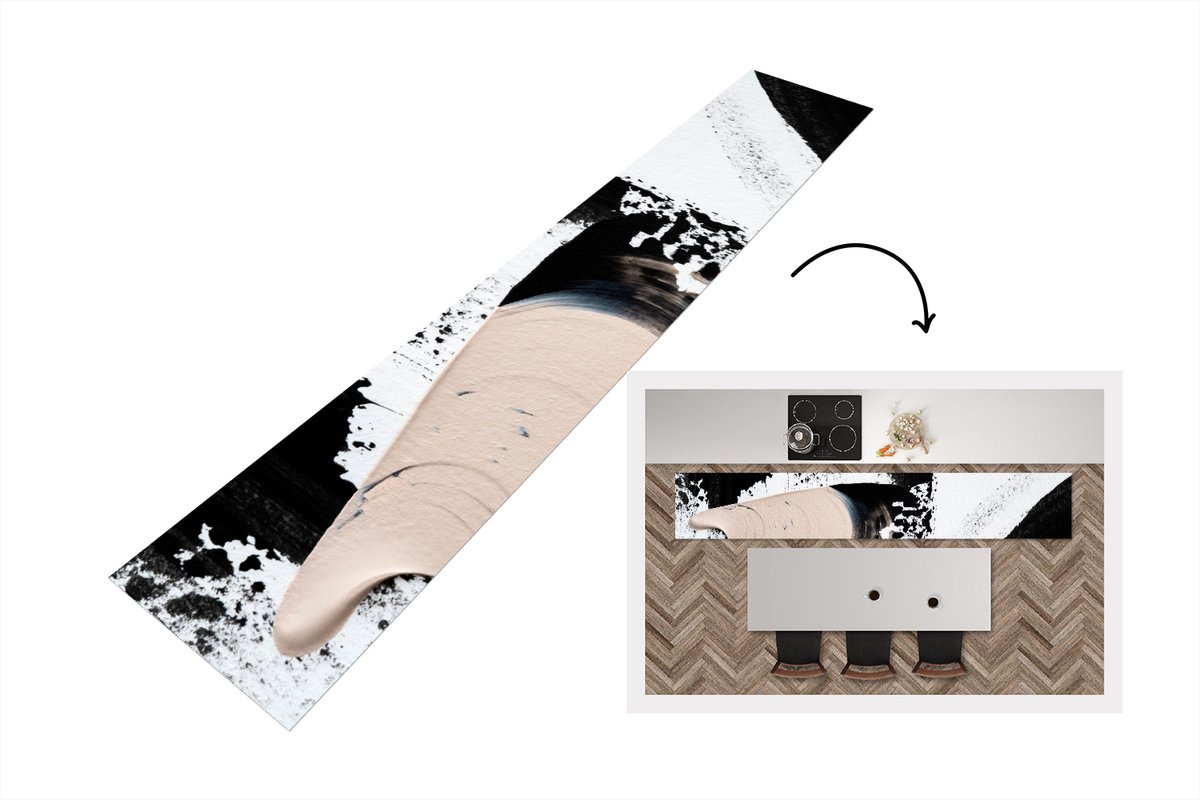 KitchenYeah Keukenloper - Loper keuken - Verf - Abstract - Design - 360x60 cm - Keukenloper vinyl Multicolor