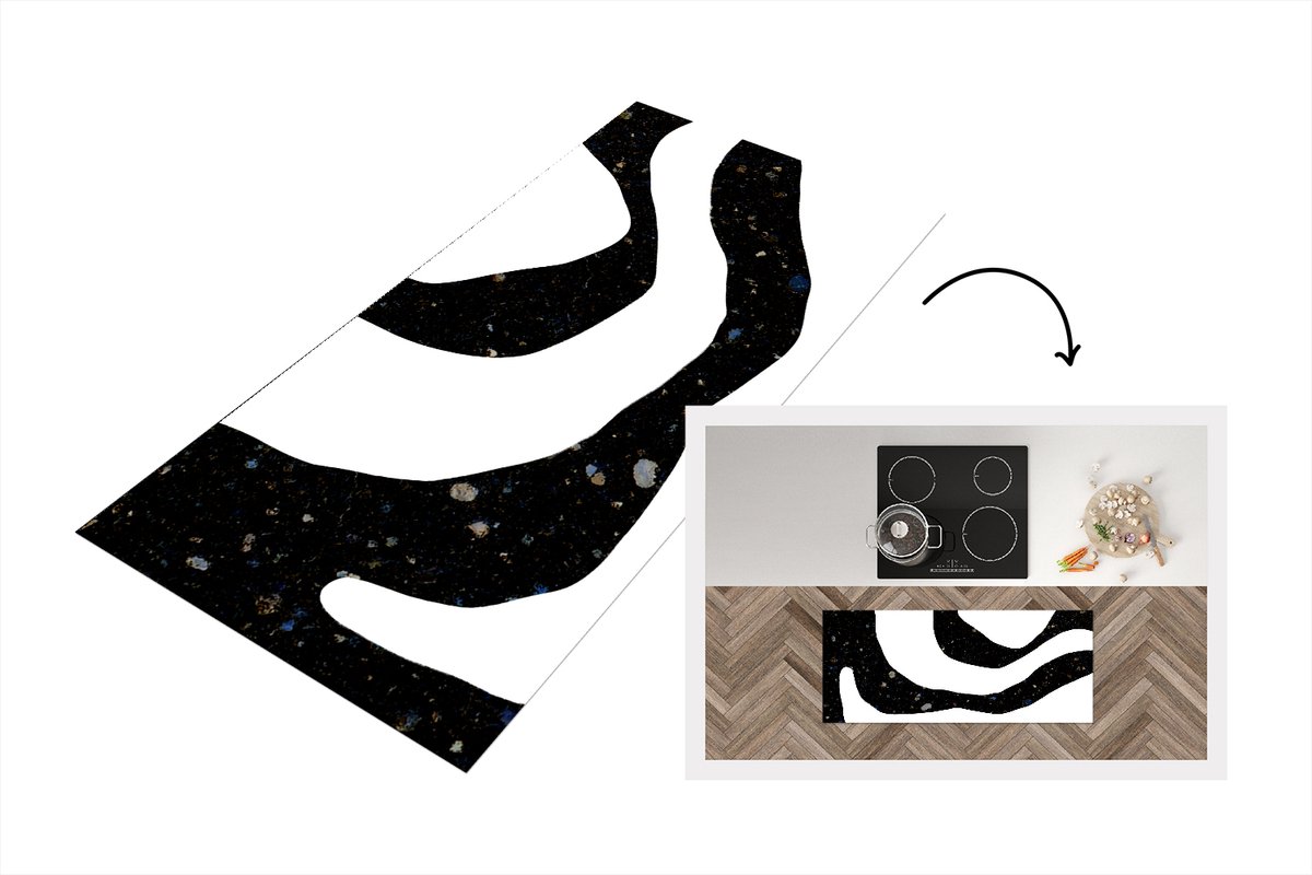KitchenYeah Keukenloper - Loper keuken - Abstract - Minimalisme - Design - 120x50 cm - Keukenloper vinyl Multicolor