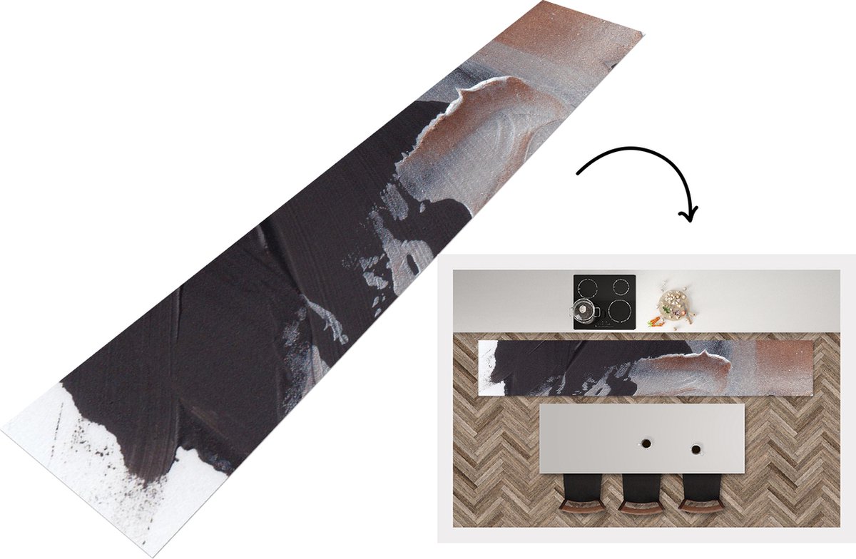 KitchenYeah Keukenloper - Loper keuken - Abstract - Verf - Goud - 360x60 cm - Keukenloper vinyl Multicolor