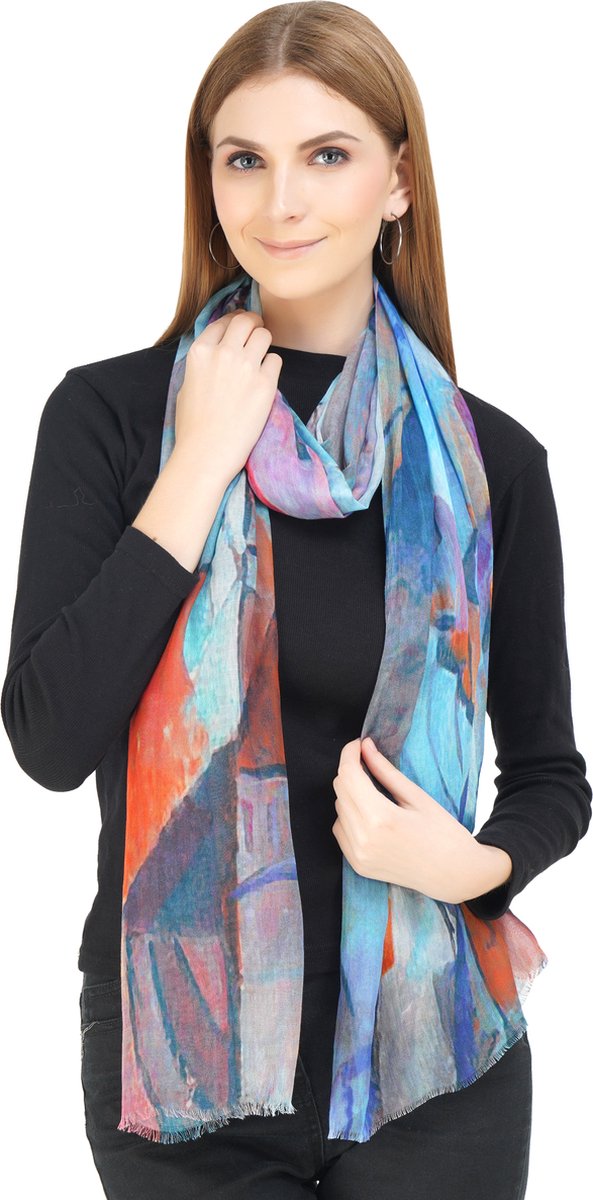Sjaal dames, handgemaakt fairtrade zijde sjaal met digitale print