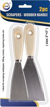 Couteaux à enduire à mastic avec manche en bois - 2 pièces - 5 et 7,5 cm