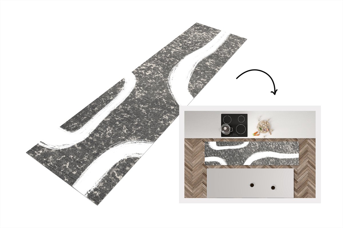 KitchenYeah Keukenloper - Loper keuken - Abstract - Minimalisme - Design - 240x60 cm - Keukenloper vinyl Multicolor