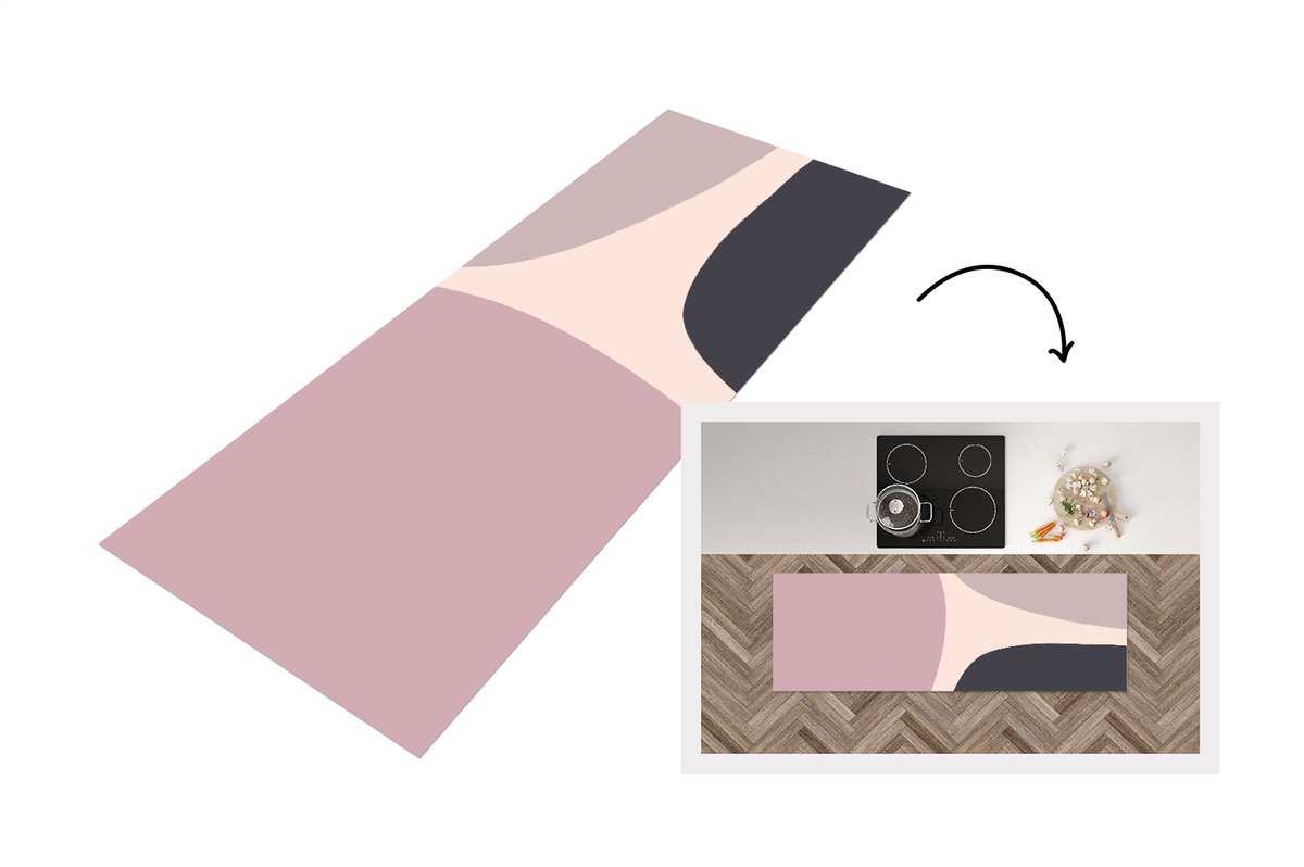 KitchenYeah Keukenloper - Loper keuken - Pastel - Design - Minimalisme - 180x60 cm - Keukenloper vinyl Multicolor