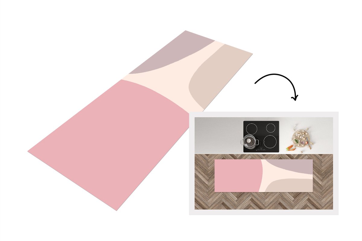 KitchenYeah Keukenloper - Loper keuken - Design - Pastel - Minimalisme - 180x60 cm - Keukenloper vinyl Multicolor