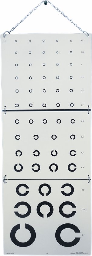 Visuskaart met Landolt C ringen - Opvouwbare oogtestkaart - oogtest poster