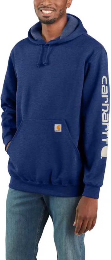 Carhartt Sleeve Logo Scout Blue Heather Hooded Sweatshirt Heren