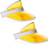 Partychimp Jaren 80 transparante zonnkleppen - 2x stuks - Geel