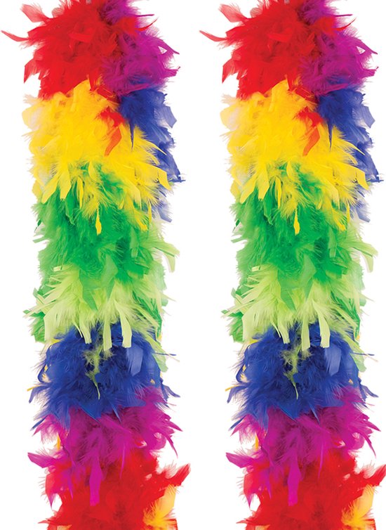 klok Handelsmerk Samengroeiing Veren Boa - 2 stuks - Carnaval verkleedaccessoire - regenboog - 180 cm |  bol.com