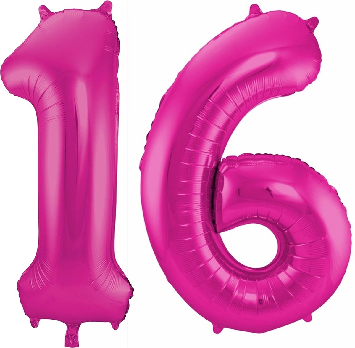 Cijfer ballonnen - Verjaardag versiering 16 jaar - 85 cm - roze