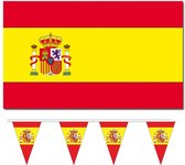 Bellatio Decorations - Vlaggen versiering set - Spanje - Vlag 90 x 150 cm en vlaggenlijn 5 meter