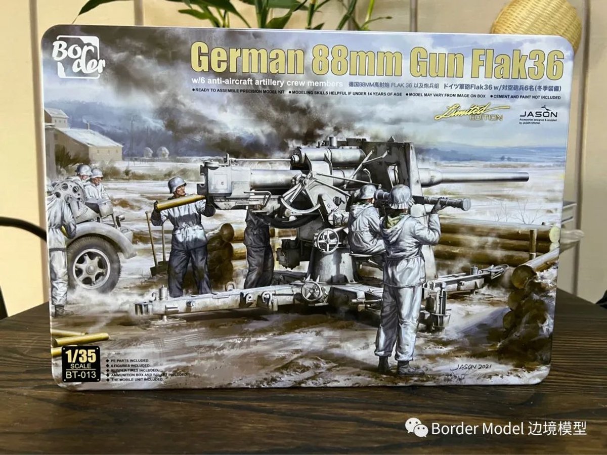 Border Model Modelbouwpakket Militaire voertuigen - BT013 German 88mm Gun Flak36 w/6 anti-aircraft artillery crew members Plastic - 1:35 - Modelbouw
