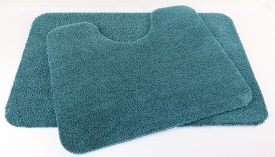 Tapis de bain 50x80 et tapis de toilette 50x60 Soft aqua green antidérapant