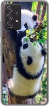 Geschikt voor Samsung Galaxy A53 5G hoesje - Panda's - Boom - Natuur - Siliconen Telefoonhoesje