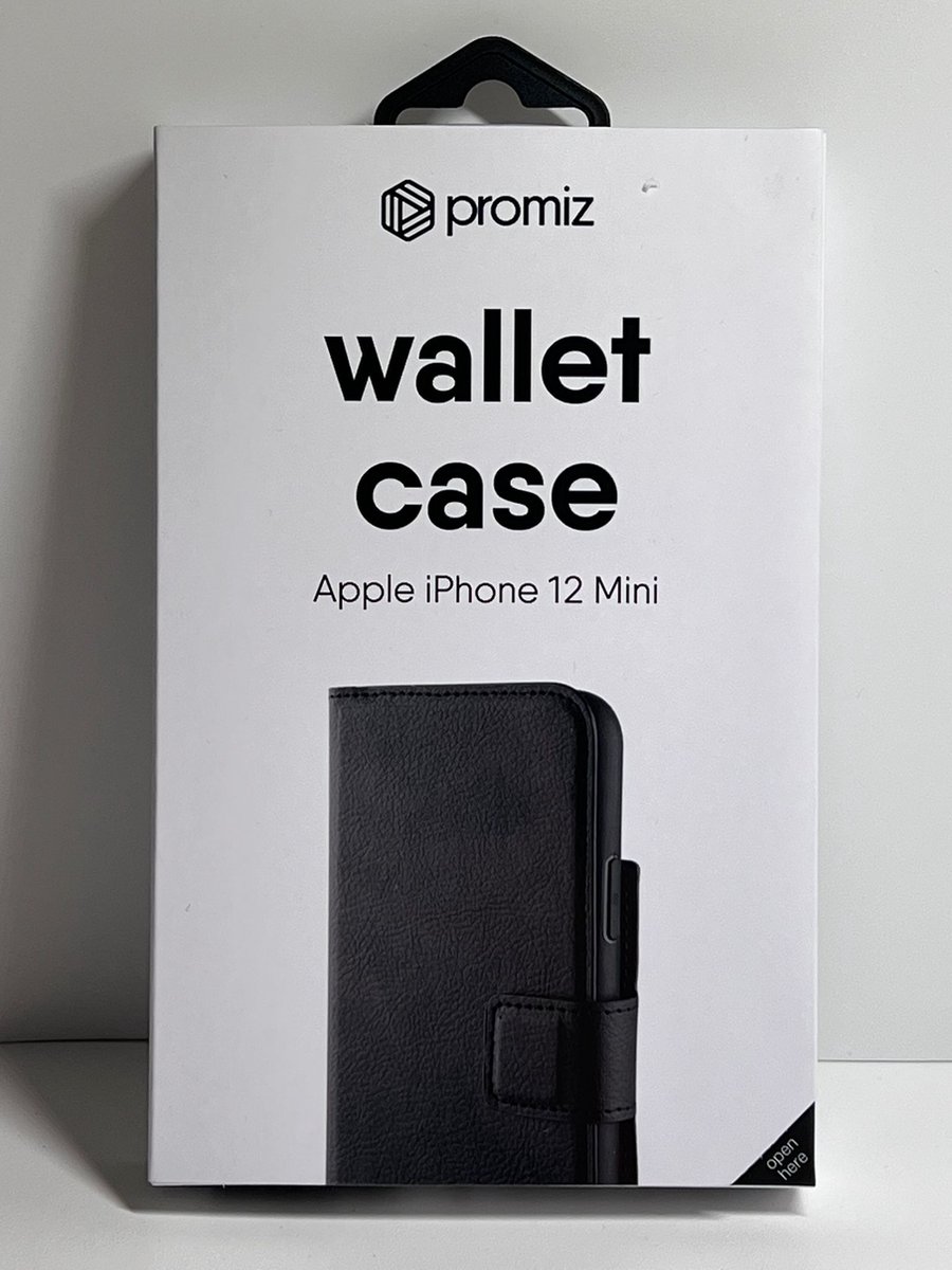 Promiz - Wallet Case - Black - For Apple iPhone 12 Mini