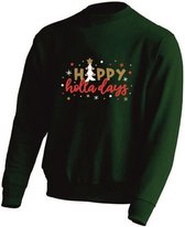 Kerst sweater - HAPPY HOLLADAYS - kersttrui - GROEN - medium -Unisex